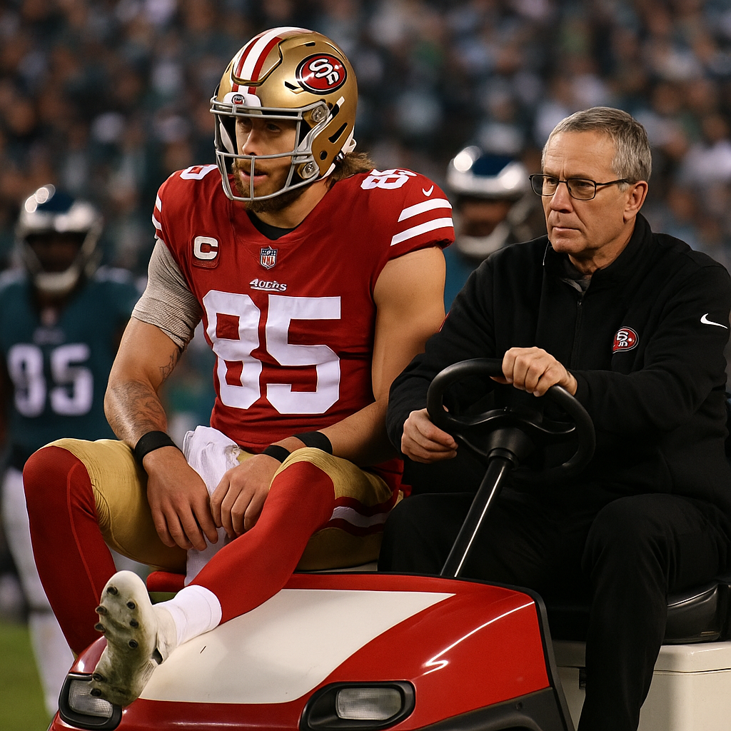 49ers Star TE George Kittle Carted Off With Achilles Injury vs. Eagles
