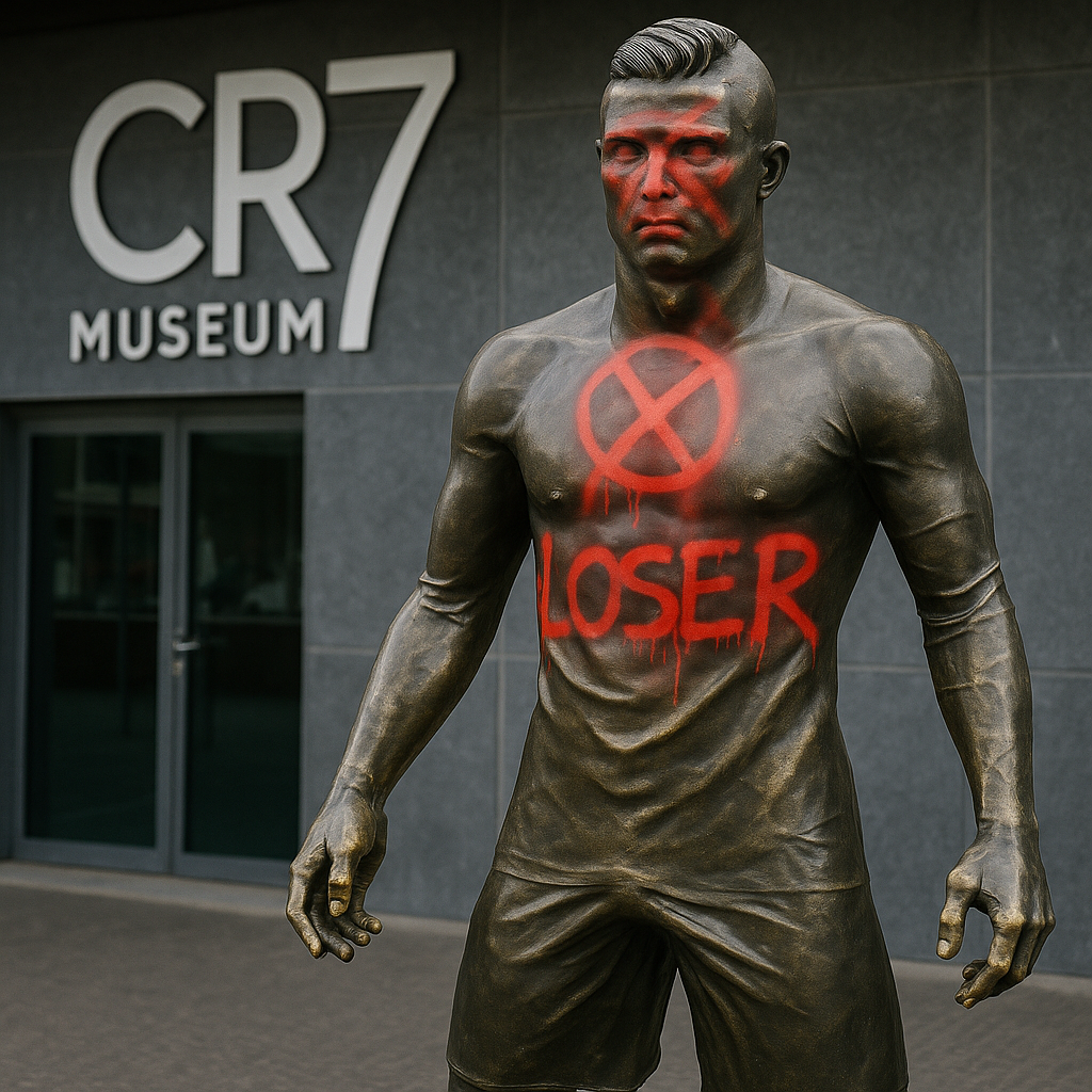 Cristiano Ronaldo Statue Vandalized Outside of CR7 Museum in Portugal