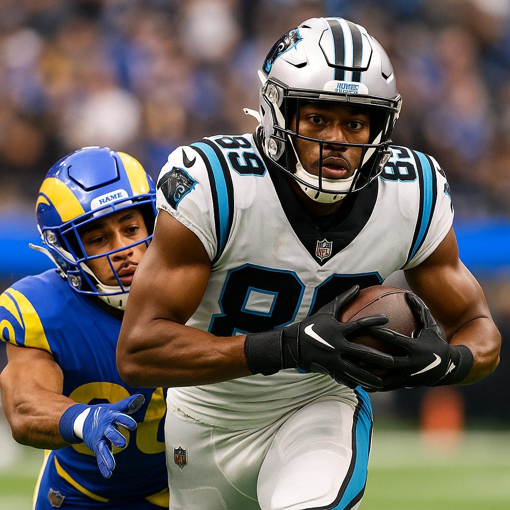 Jalen Coker’s 52-yard reception sets up Chuba Hubbard’s TD as Panthers take lead over Rams | NFL Highlights