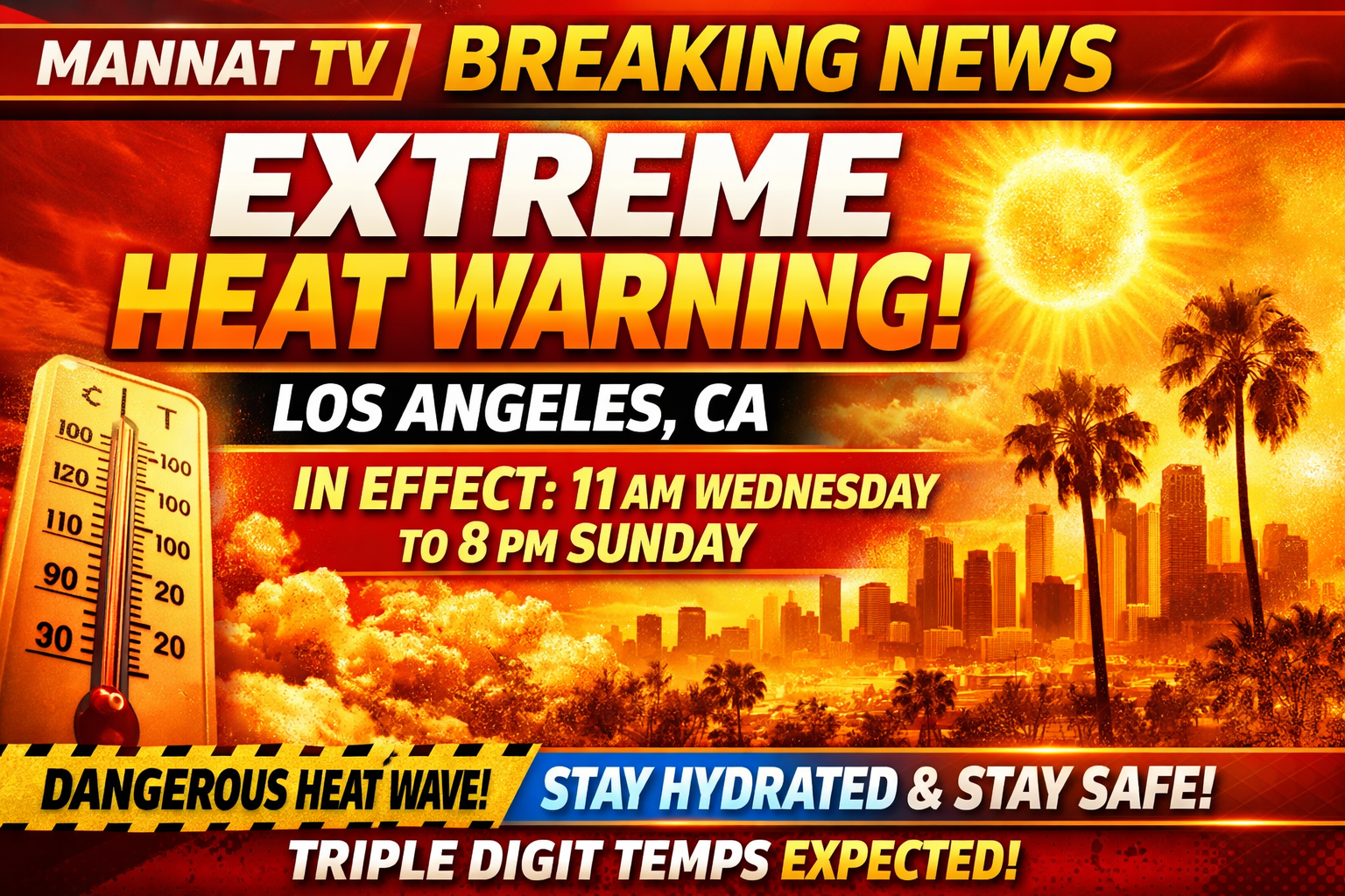 Southern California Extreme Heat Warning in Effect